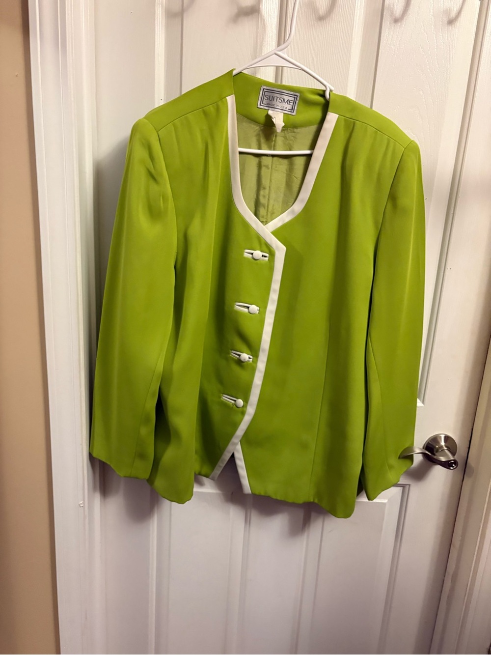 Lime Green Blazer with White Trim